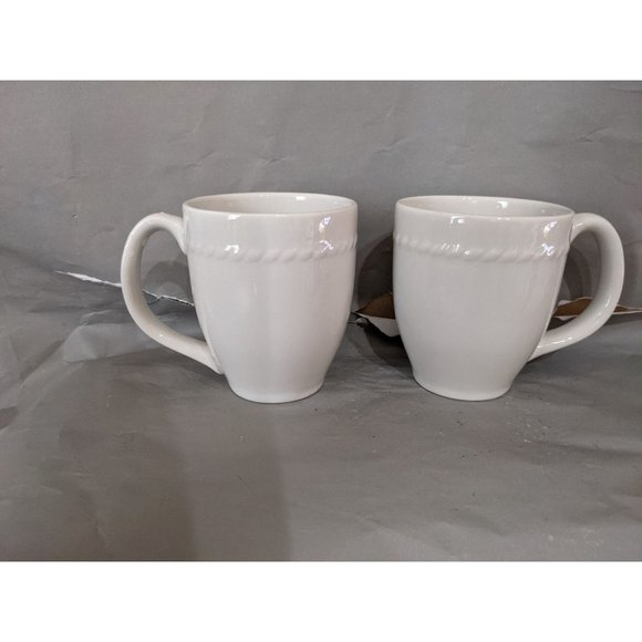 PIER 1Imports Bianca white ironstone coffee  mug cup set of 2 12 ooz - Picture 5 of 9